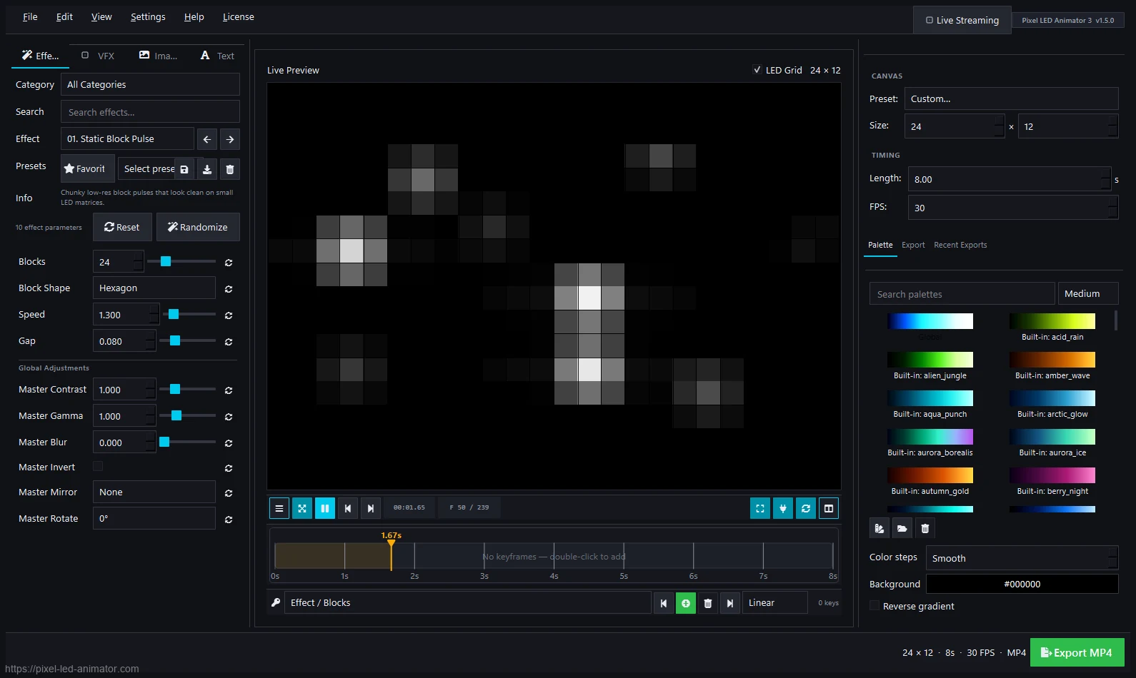 Pixel LED Animator 3 hero build with a glowing LED matrix effect