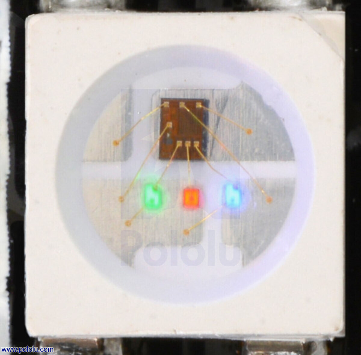 Foto del die interno di un pixel LED WS2812B